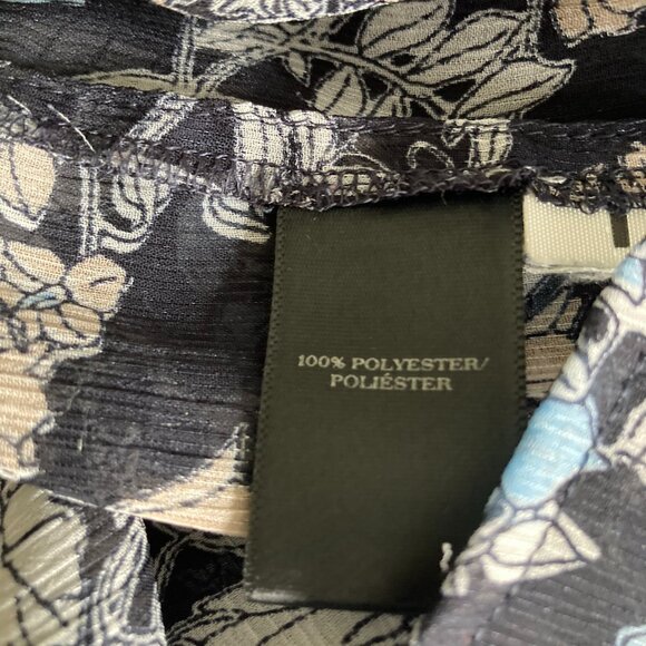 Ann Taylor Sheer Floral Short Sleeve Blouse, Navy Blue & Floral Pattern, Size M - Picture 8 of 8